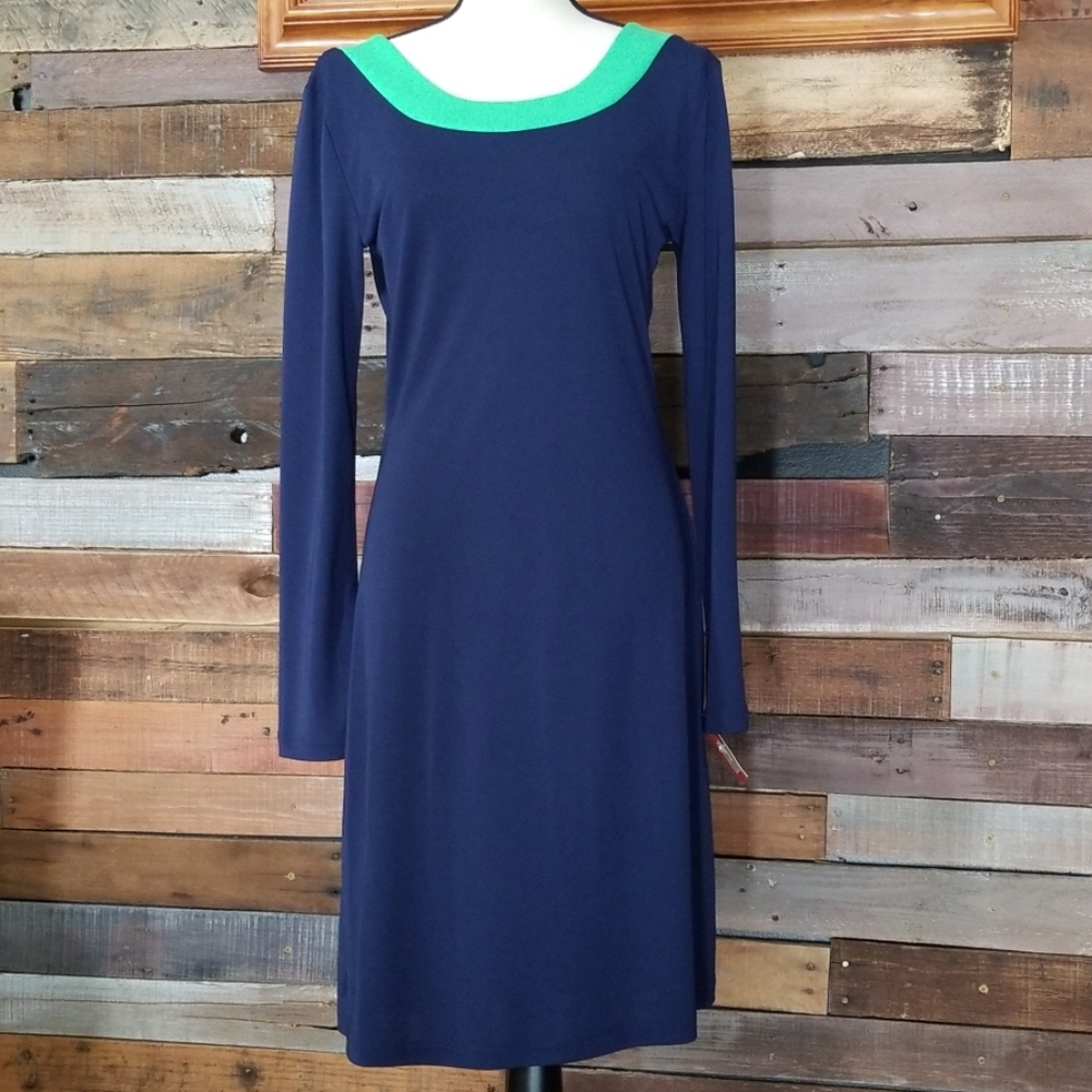 Navy blue and green dress